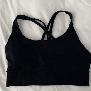 lululemon black long line energy bra sz 8
